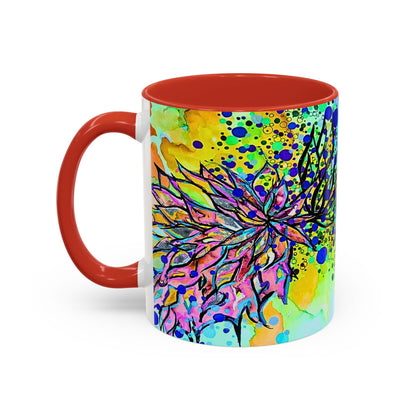 Artistic Floral Coffee Mug — Colorful Watercolor Mandala Accent Mug (11/15oz)