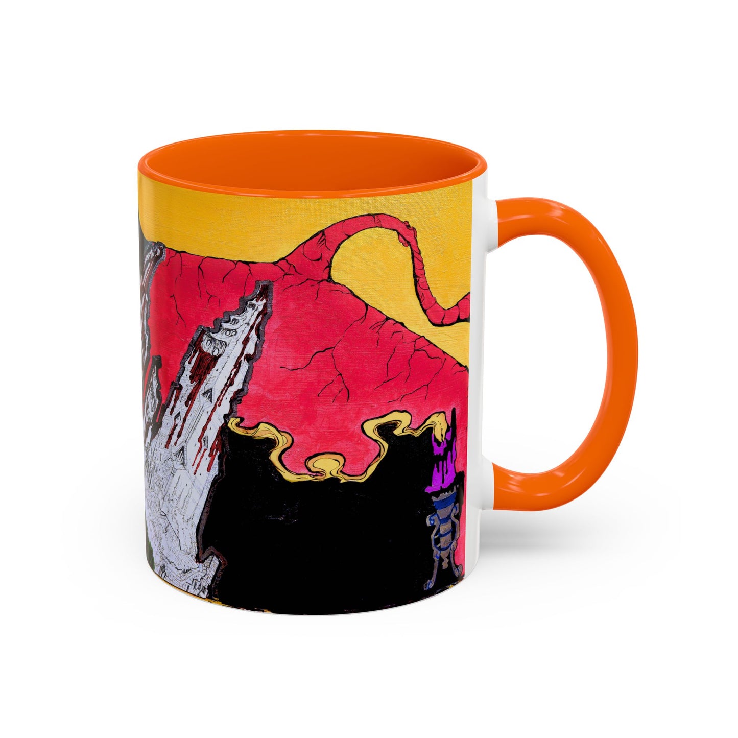 Abstract Mountain Dragon Coffee Mug — Colorful Accent Ceramic Mug (11/15oz)