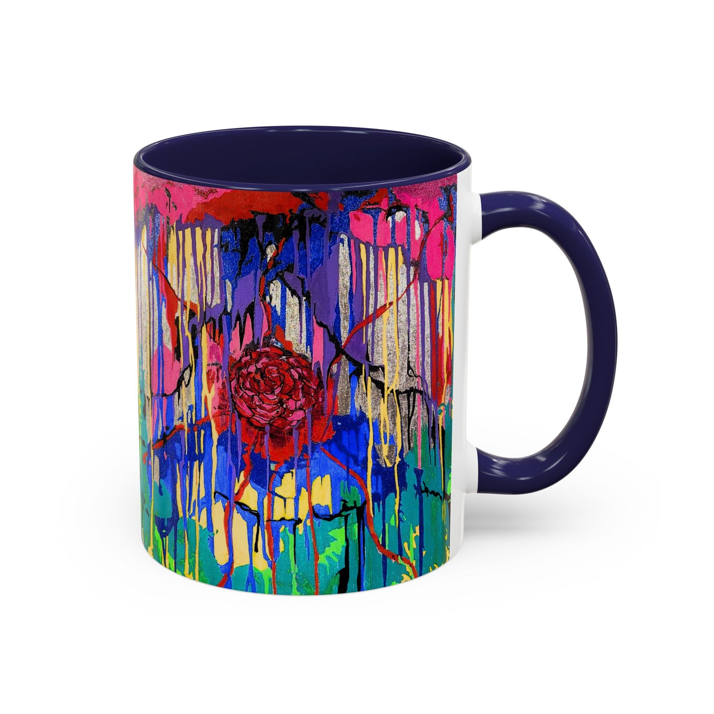 Colorful Drip Art Coffee Mug – Vibrant Abstract Floral Accent (11/15oz)