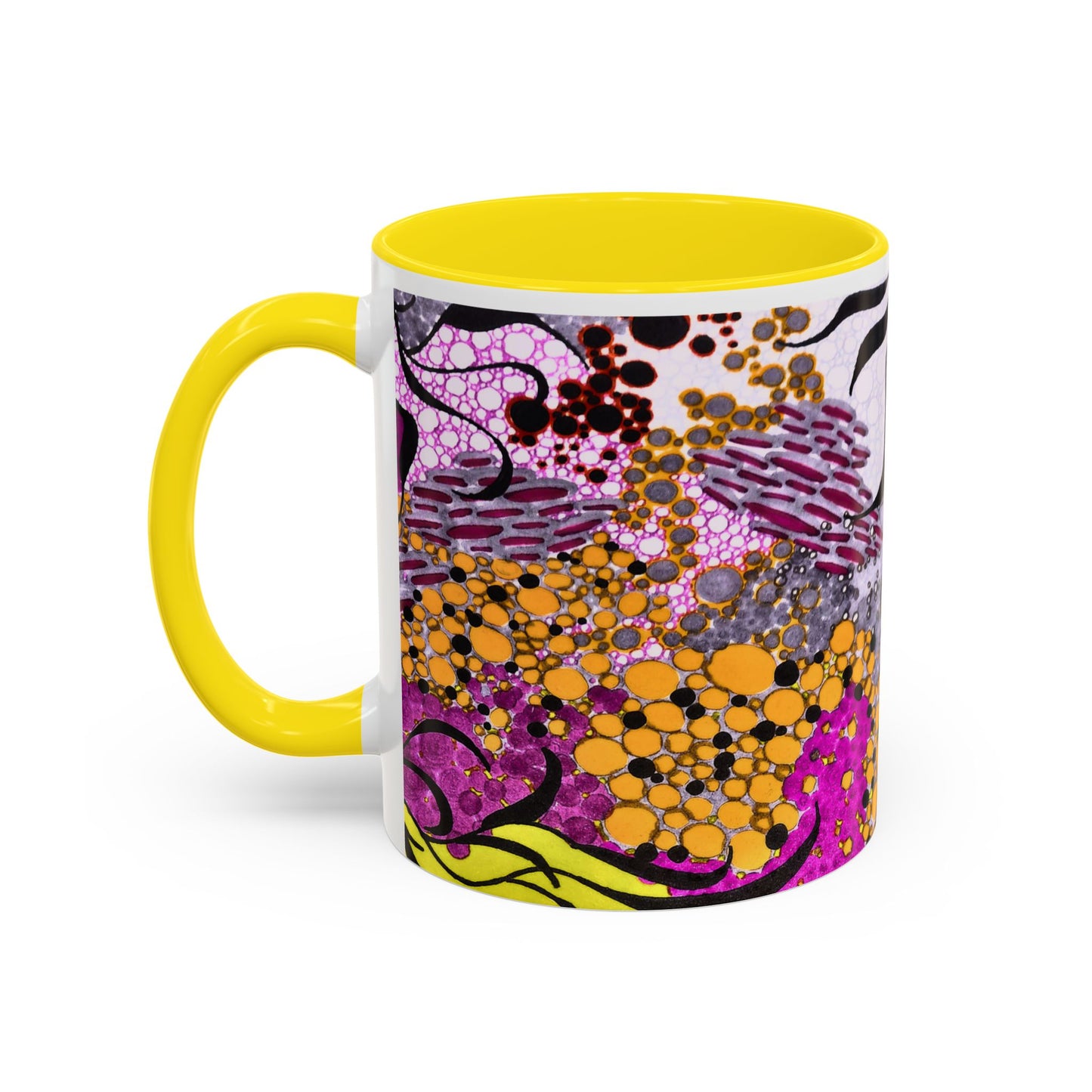 Accent Coffee Mug — Vibrant Abstract Floral Pattern (11/15oz)