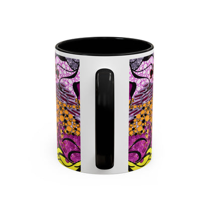 Accent Coffee Mug — Vibrant Abstract Floral Pattern (11/15oz)
