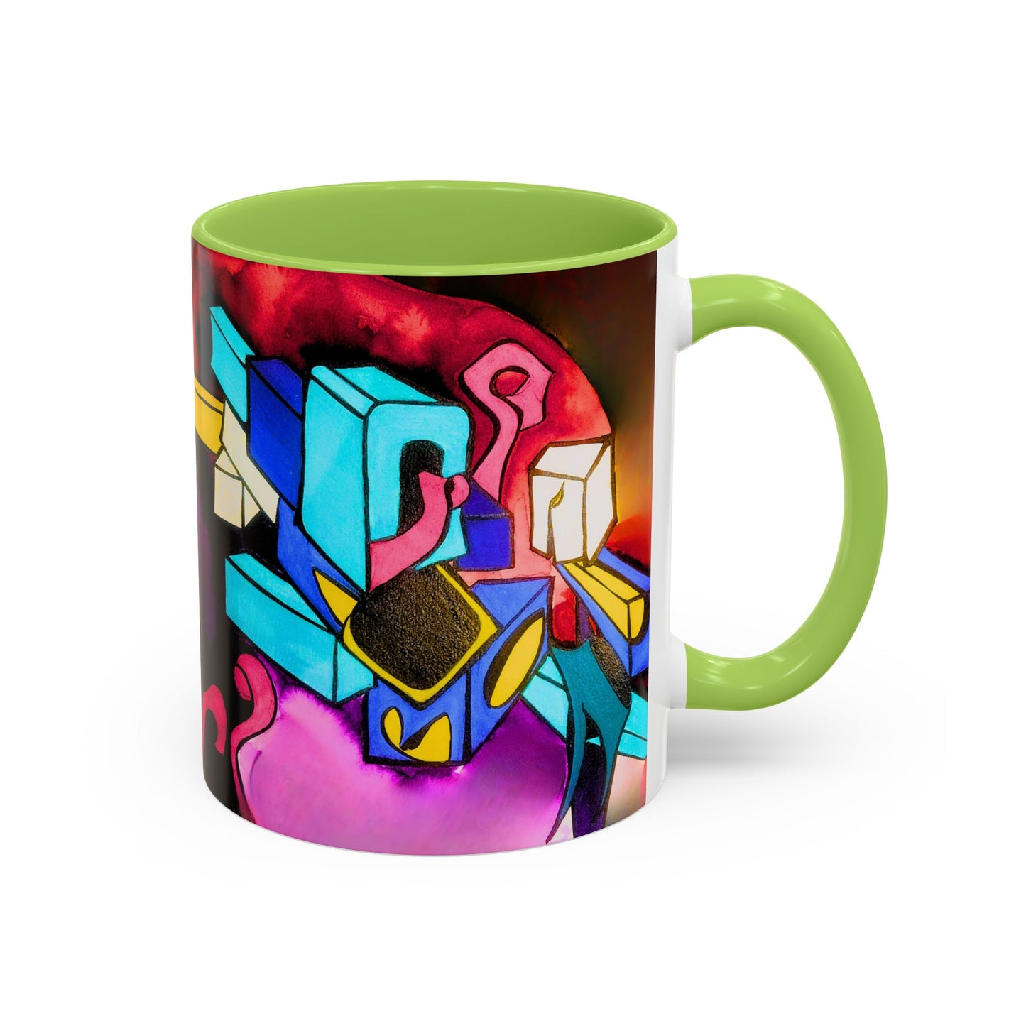 Abstract Neon Art Coffee Mug — Colorful Geometric Accent Mug