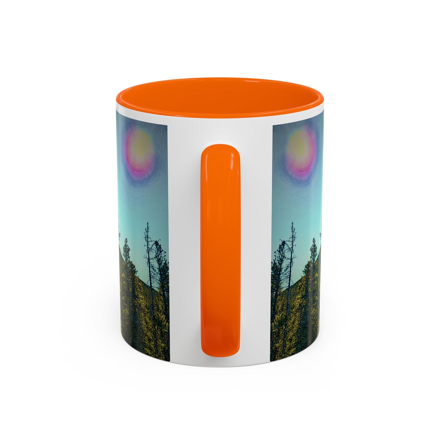 Scenic Pine Forest Accent Coffee Mug — Sunrise Landscape 11/15oz