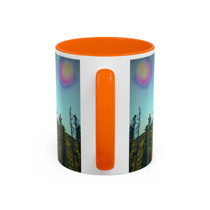 Scenic Pine Forest Accent Coffee Mug — Sunrise Landscape 11/15oz