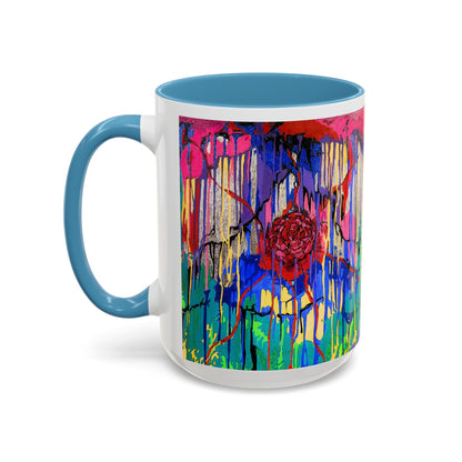 Colorful Drip Art Coffee Mug – Vibrant Abstract Floral Accent (11/15oz)