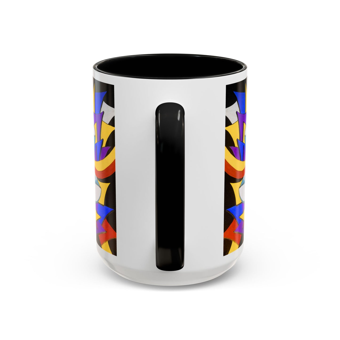 Abstract Colorful Face Accent Coffee Mug — Bold Pop Art Ceramic Gift