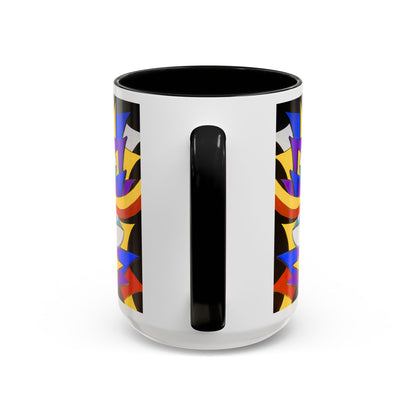 Abstract Colorful Face Accent Coffee Mug — Bold Pop Art Ceramic Gift