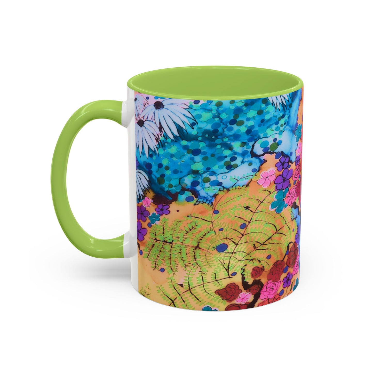 Vibrant Floral Watercolor Accent Coffee Mug