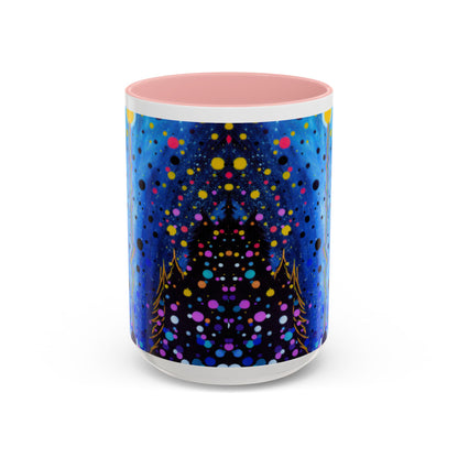 Abstract Galaxy Accent Coffee Mug — Blue Dot Constellation Design (11/15oz)