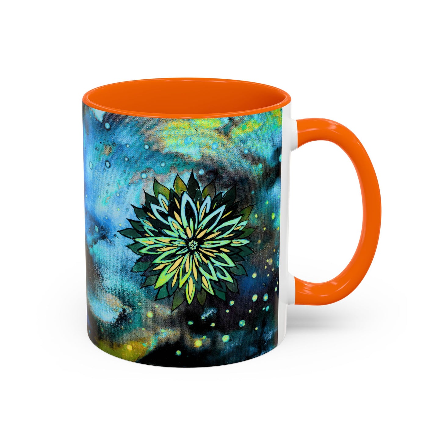 Blue Galaxy Floral Accent Coffee Mug — 11/15oz