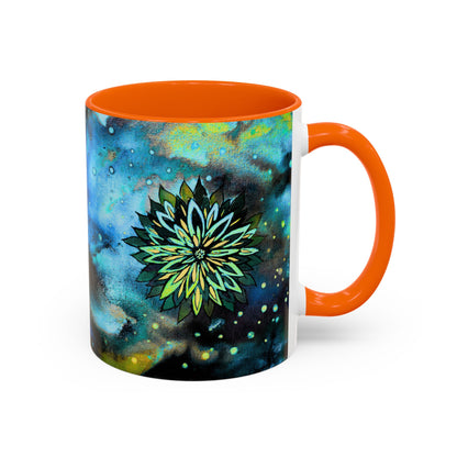 Blue Galaxy Floral Accent Coffee Mug — 11/15oz