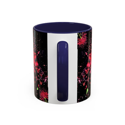 Black Floral Splash Coffee Mug — Red Rose Explosion Accent Mug (11/15oz)