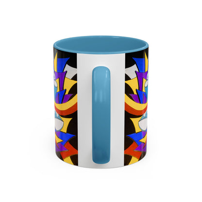 Abstract Colorful Face Accent Coffee Mug — Bold Pop Art Ceramic Gift