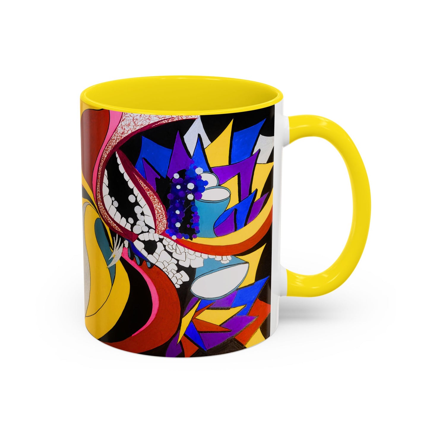 Abstract Colorful Face Accent Coffee Mug — Bold Pop Art Ceramic Gift