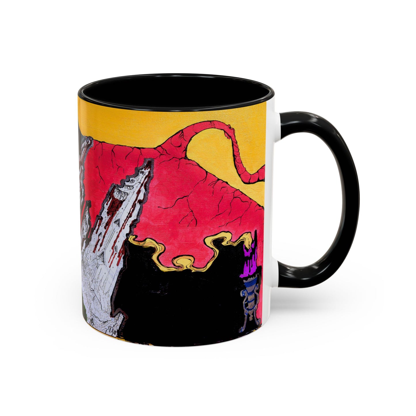 Abstract Mountain Dragon Coffee Mug — Colorful Accent Ceramic Mug (11/15oz)