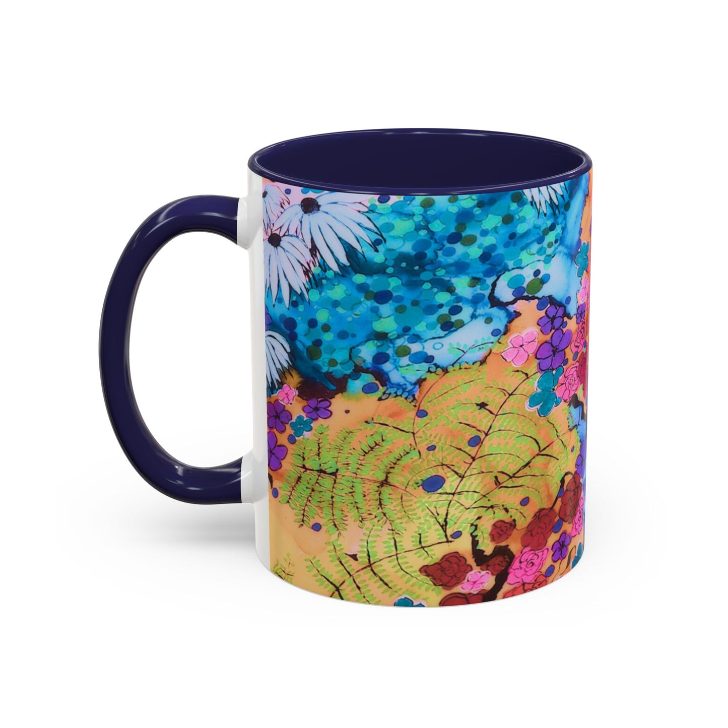 Vibrant Floral Watercolor Accent Coffee Mug