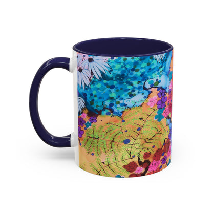 Vibrant Floral Watercolor Accent Coffee Mug