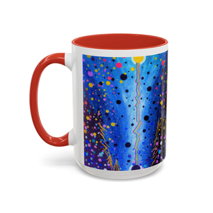 Abstract Galaxy Accent Coffee Mug — Blue Dot Constellation Design (11/15oz)