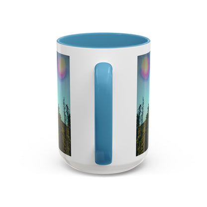 Scenic Pine Forest Accent Coffee Mug — Sunrise Landscape 11/15oz