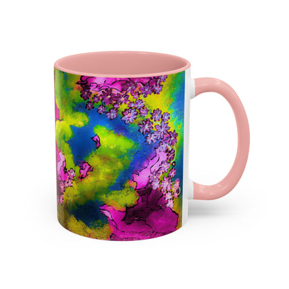 Vibrant Abstract Inkblot Accent Coffee Mug – Psychedelic Floral Color Splash (11/15oz)