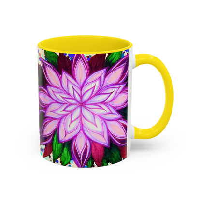 Floral Lotus Accent Coffee Mug — Purple Mandala 11/15oz