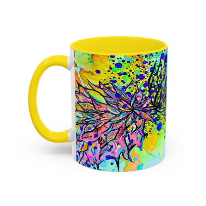 Artistic Floral Coffee Mug — Colorful Watercolor Mandala Accent Mug (11/15oz)