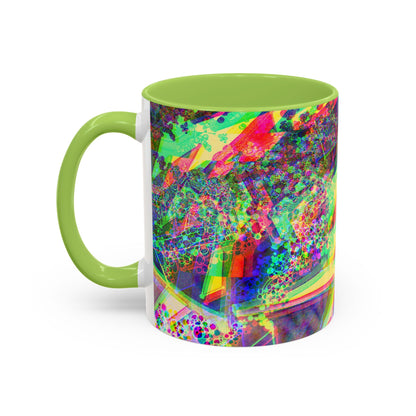 Psychedelic Geometric Accent Coffee Mug — Vibrant Neon Art Design (11/15oz)