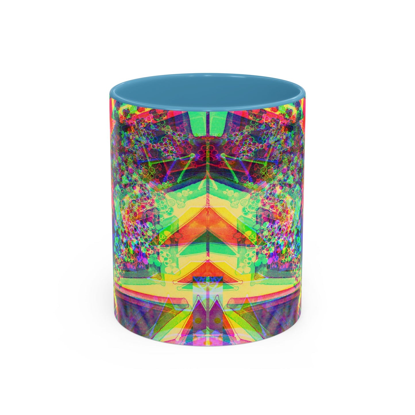 Psychedelic Geometric Accent Coffee Mug — Vibrant Neon Art Design (11/15oz)