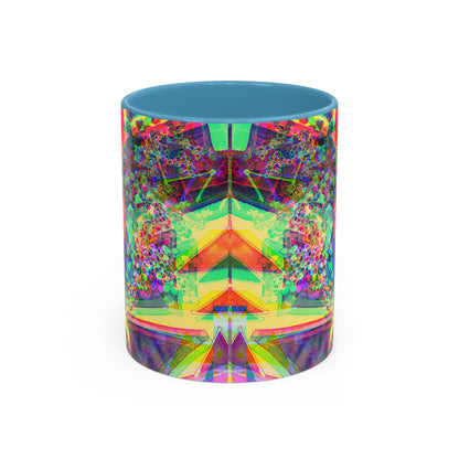 Psychedelic Geometric Accent Coffee Mug — Vibrant Neon Art Design (11/15oz)