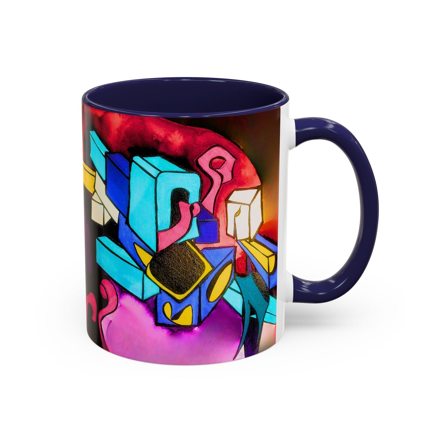 Abstract Neon Art Coffee Mug — Colorful Geometric Accent Mug