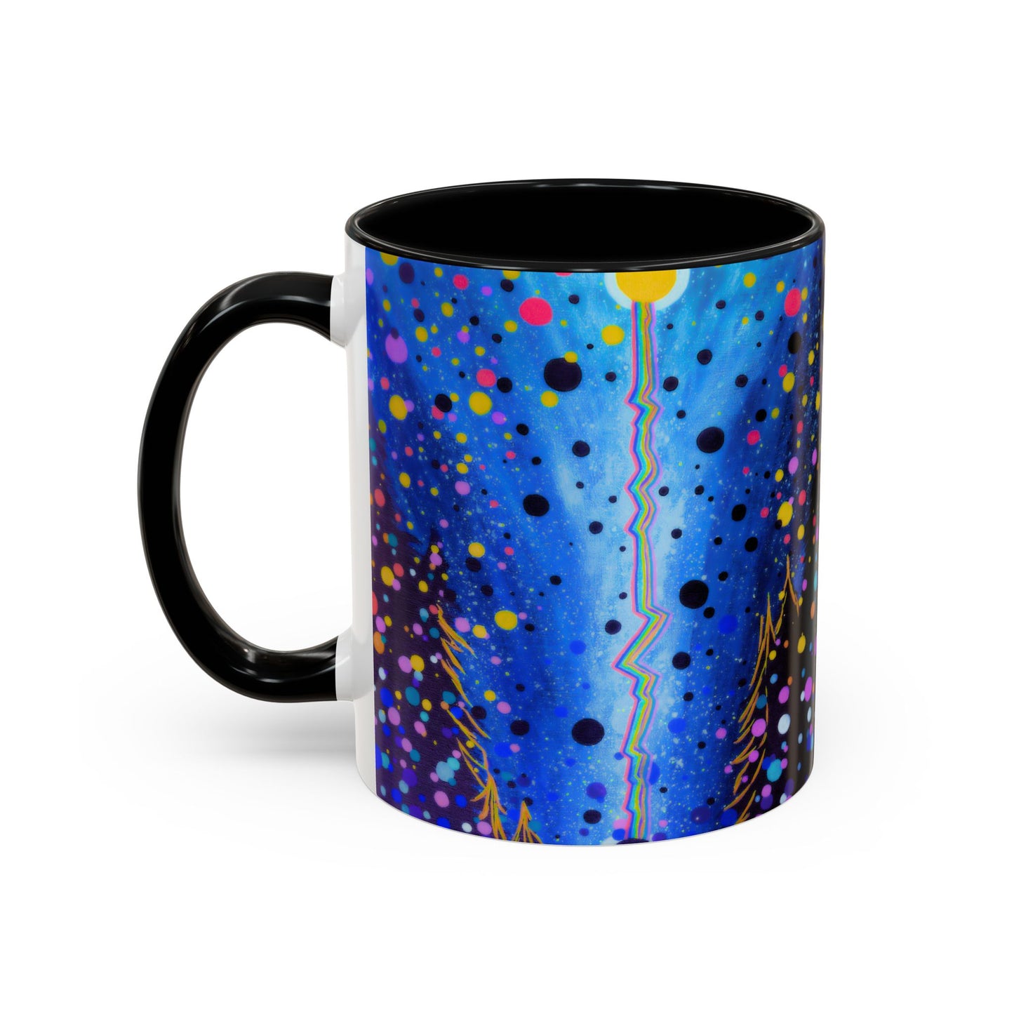 Abstract Galaxy Accent Coffee Mug — Blue Dot Constellation Design (11/15oz)