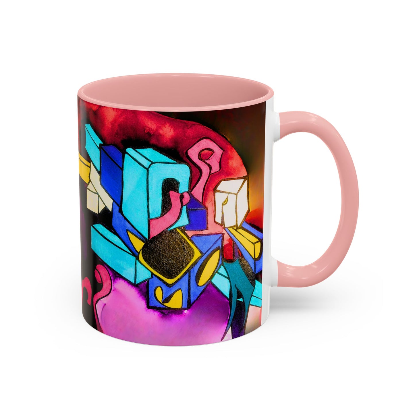 Abstract Neon Art Coffee Mug — Colorful Geometric Accent Mug