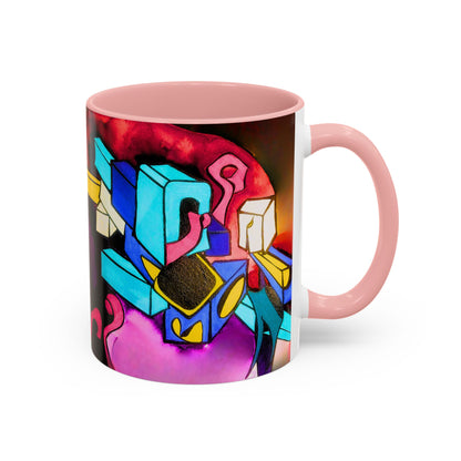 Abstract Neon Art Coffee Mug — Colorful Geometric Accent Mug