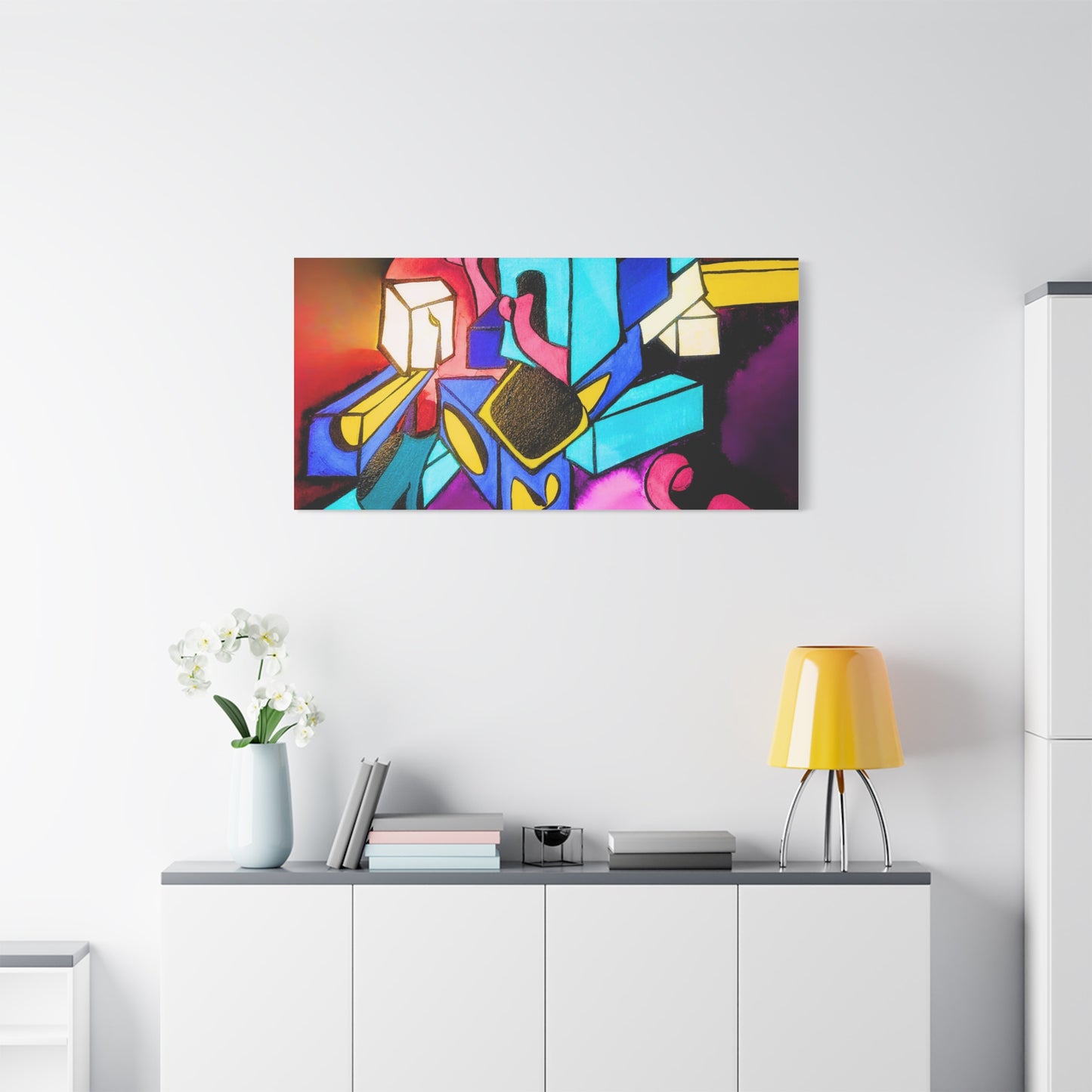 Abstract Neon Geometric Canvas Print