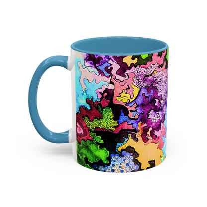 Psychedelic Abstract Accent Coffee Mug — Colorful Inkblot Art (11/15oz)