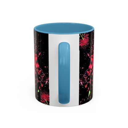 Black Floral Splash Coffee Mug — Red Rose Explosion Accent Mug (11/15oz)