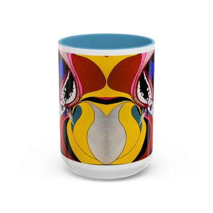 Abstract Colorful Face Accent Coffee Mug — Bold Pop Art Ceramic Gift