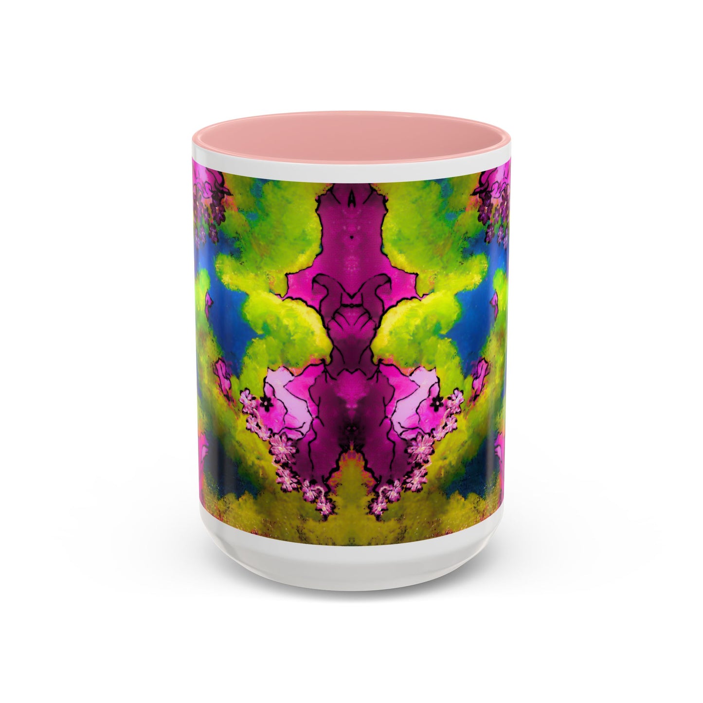Vibrant Abstract Inkblot Accent Coffee Mug – Psychedelic Floral Color Splash (11/15oz)