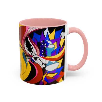 Abstract Colorful Face Accent Coffee Mug — Bold Pop Art Ceramic Gift