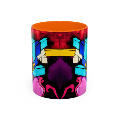 Abstract Neon Art Coffee Mug — Colorful Geometric Accent Mug