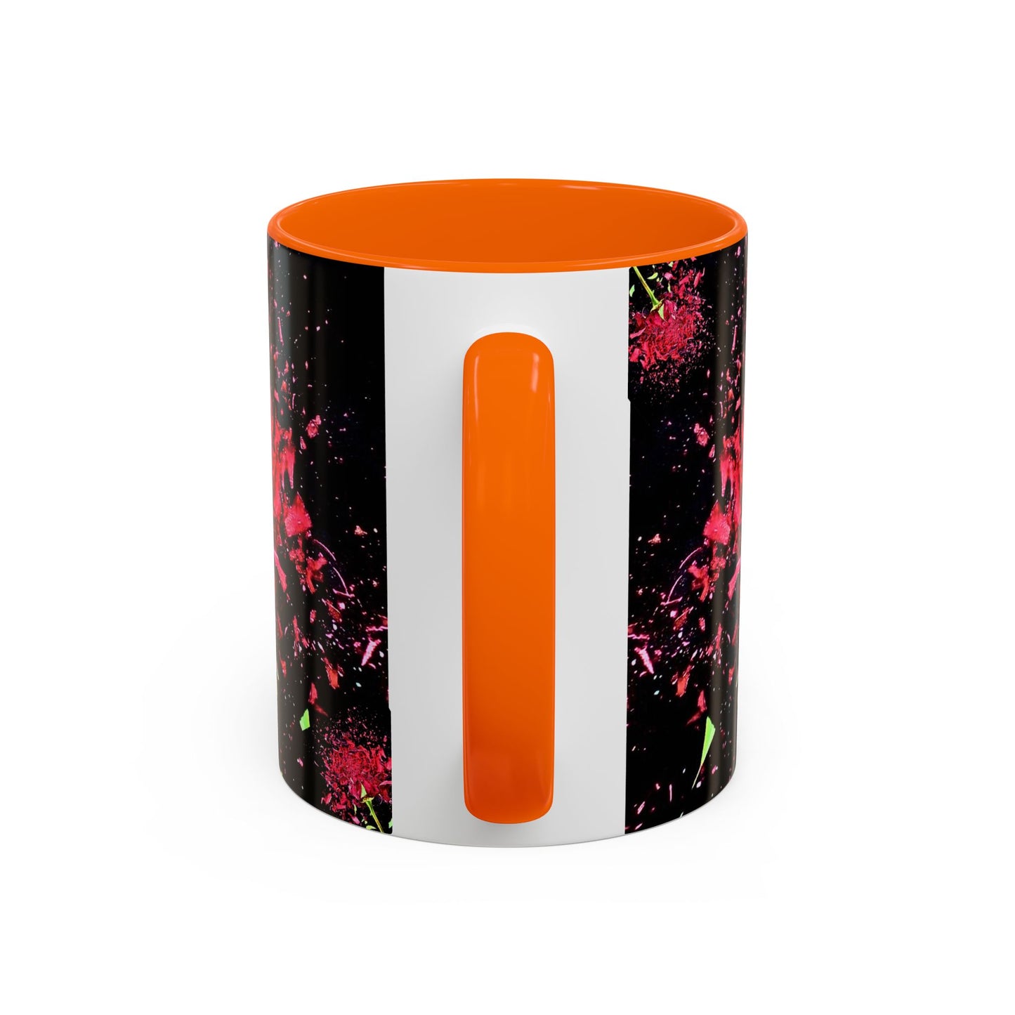 Black Floral Splash Coffee Mug — Red Rose Explosion Accent Mug (11/15oz)