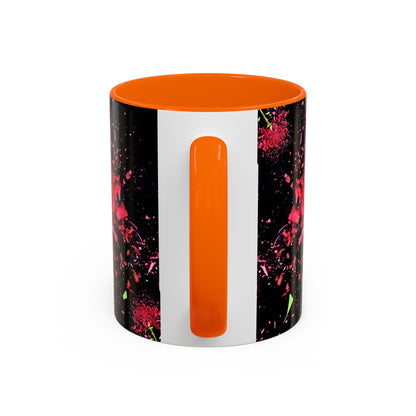 Black Floral Splash Coffee Mug — Red Rose Explosion Accent Mug (11/15oz)