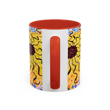 Sunburst Floral Accent Coffee Mug