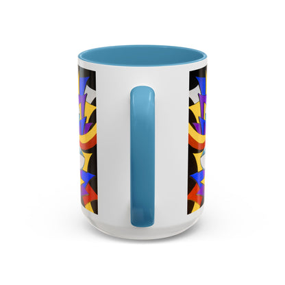 Abstract Colorful Face Accent Coffee Mug — Bold Pop Art Ceramic Gift