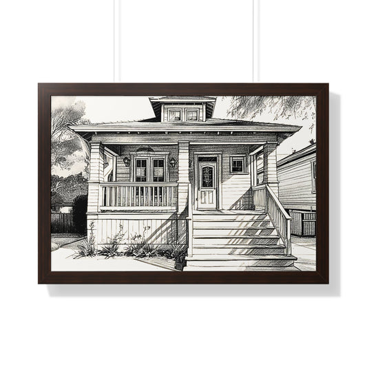 Custom Hand-Illustrated Home Portrait - Line Drawing Black & White