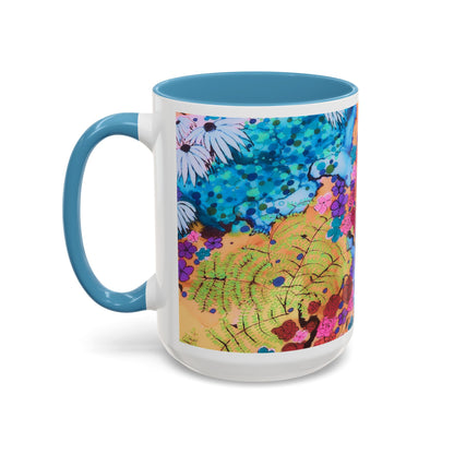 Vibrant Floral Watercolor Accent Coffee Mug