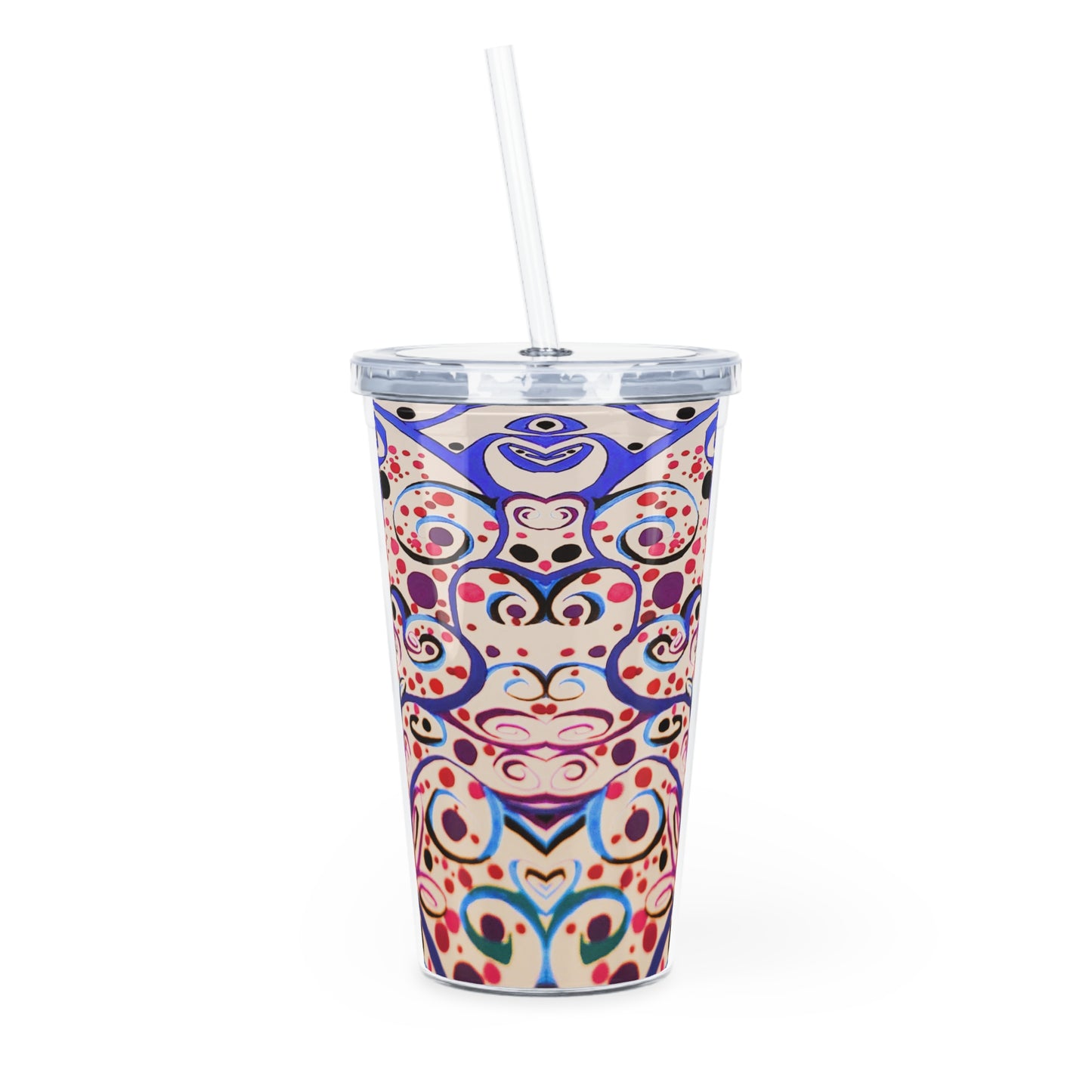 Colorful tumbler with a design on a white background