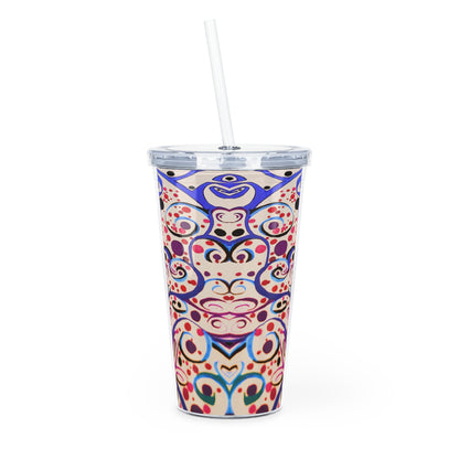Colorful tumbler with a design on a white background