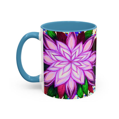 Floral Lotus Accent Coffee Mug — Purple Mandala 11/15oz