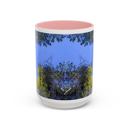 Scenic Pine Tree Sky Accent Coffee Mug – Nature Photography 11/15oz